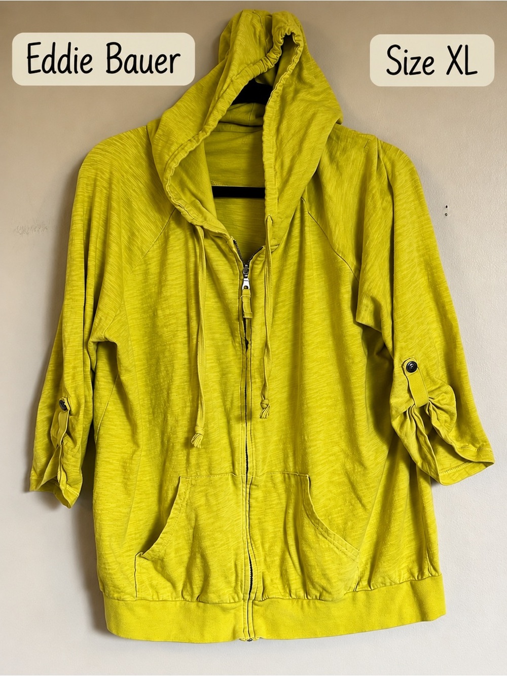Eddie Bauer Women's Bright Yellow Hooded Zip-Up Jacket
